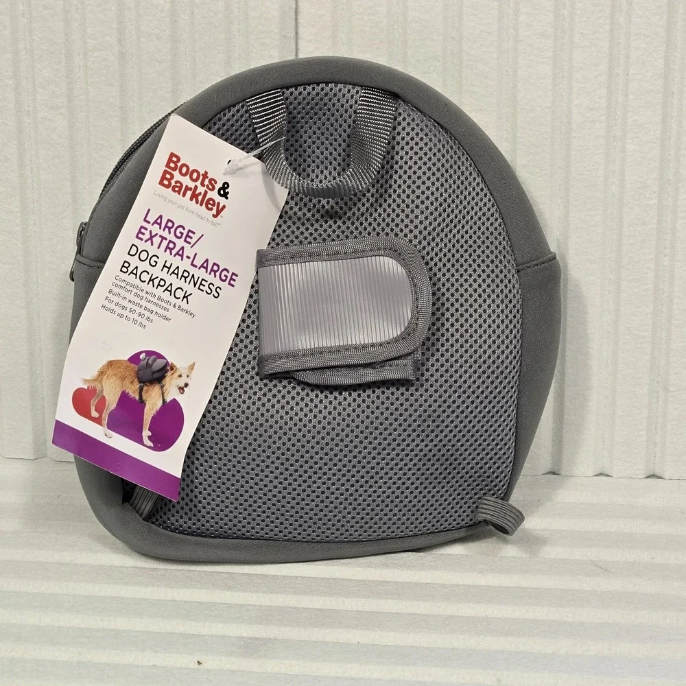 Boots & Barkley Dog Harness Backpack Large Extra Large Gray Waste Bag Holder NWT
